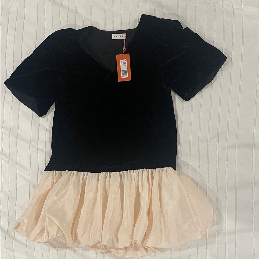RHODE Black Velvet and Cream Skirt Dress new with tags